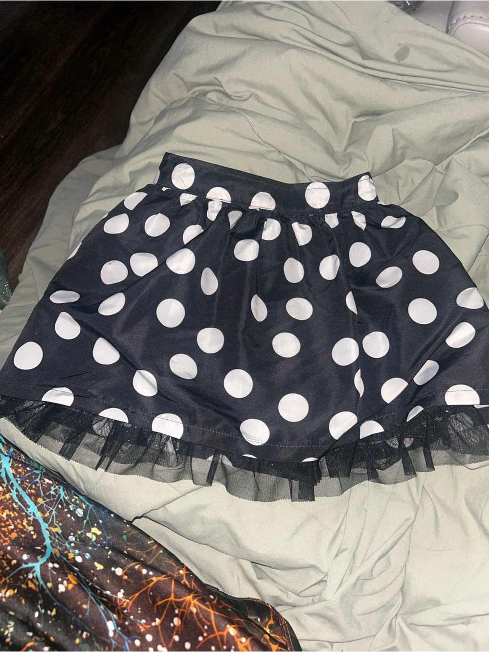 🍄3 for $10🍄 Sonoma Black & White Polka Dot Skater Skirt with Tulle Trim